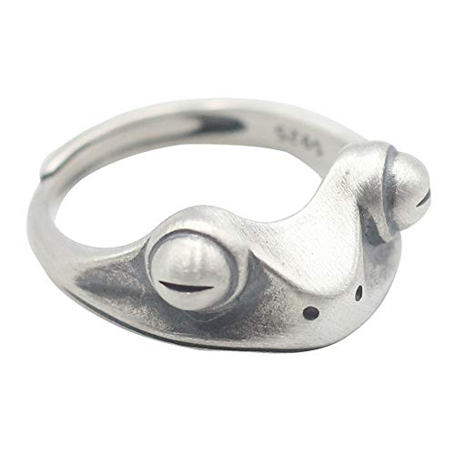 KELOO Bague Grenouille Argent Frog Rings Bague Vintage en Argent Sterling Bague Rétro Personnalité Ajustable en Argent 925 Bague danimaux Mignons fête Bijoux Cadeaux pour Femme et Homme Cover