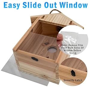 See Through Window Birdh Ouse - Wooden, Large Suction Cups, Hanging Lanyard Rope Bird House - Spy Window Bird Nest Box - Outdoor Bird Watching, Backyard Bird Shelter See Through Window Birdh Ouse Wooden Large Suction Cups Hanging Lanyard Rope Bird House Spy Window Bird Nest Box Outdoor Bird Watching Backyard Bird Shelter