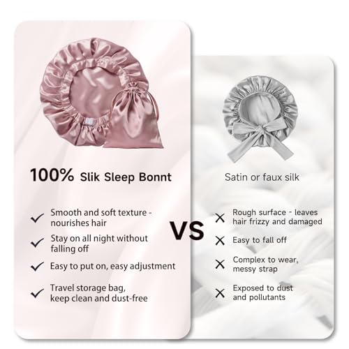 image for Kaome 100% Mulberry Silk Bonnet for Sleeping Women, 22 Momme Double La