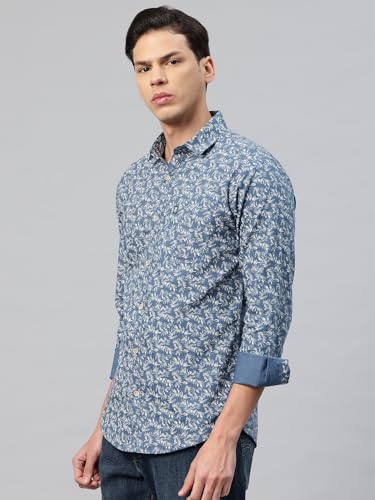 Image of Majestic Man Men's Stylish Floral Print Slim Fit Casual Shirt - Pure Cotton| Full Sleeve | Trendy & Comfortable