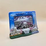 ワシントンDC お土産 セラミックフォトフレーム 手描き 長方形 自立式 リアローディング キャピトル ホワイトハウス 桜 (6.25インチ X 4.75インチ スモール ブルー パノラマ)