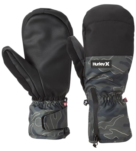 Hurley Mens Snow Mittens – Parkway Fleece Lined Insulated Waterproof Ski and...