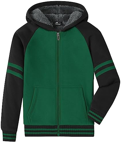 Image of V VALANCH Boys Hoodie Zip Up Fleece Lined Jacket Warm Sherpa Hooded Sweatshirts for Boys Girls 6-15 Years