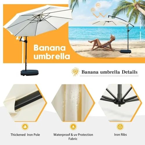 Image of THESHELTERS 10ft Side Pole Round Outdoor Garden Umbrella with Movable 60Kg Heavy Water Base Stand for Patio, Terrace, Cafe and Poolside | Waterproof Big Size Outdoor Umbrella