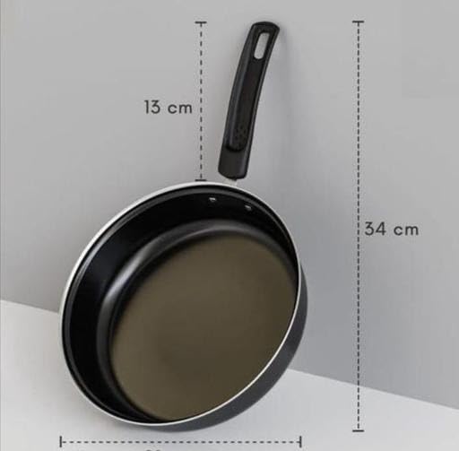 Image of Induction Base Non Stick Cookware Set 5 Piece Kadai Frypan Tawa Saucepan Milkpan Cast Iron Kitchen Use Durable Set Black Free Size