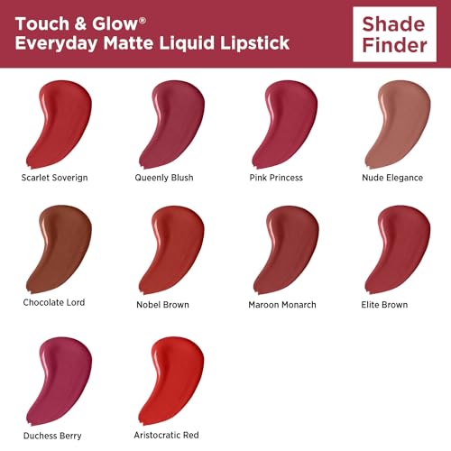 Image of Revlon Touch & Glow Everyday Matte Liquid Lipstick|Lightweight, Transferproof, Kiss Proof, Non Sticky infused Vitamin E|Parabeen & Sulphate free -Aristocratic Red