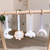 4PCS Spielbogen Anhänger Holz, Baby Gym Spielzeug Charms Anhänger, Baby Beißring Babygymnastik Aktivität Spielzeug für Neugeborenen Baby Shower Geschenk (A)