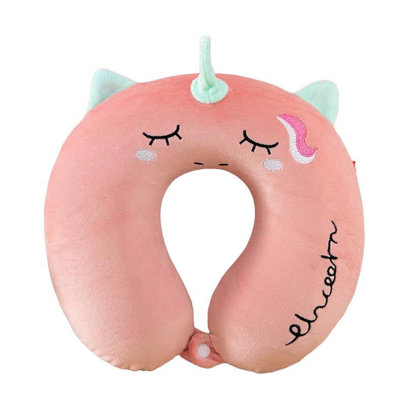 DC DECORIO- A UNIQUE PRODUCT RANGEDC DECORIO Kids Travel Pillow,Unicorn Fiber with,U-Shaped Airplane, Car Flight Head Neck Support Pillow for Adults Toddler Children,Boys,Girls (Pink)