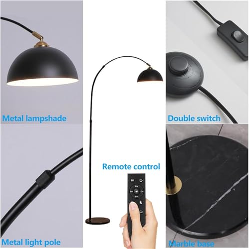 Lámparas de pie para sala con arco ajustable y luz regulable sobre el sofá 6