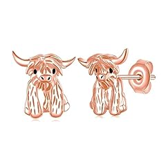 Rose Gold Highland Cow Earrings