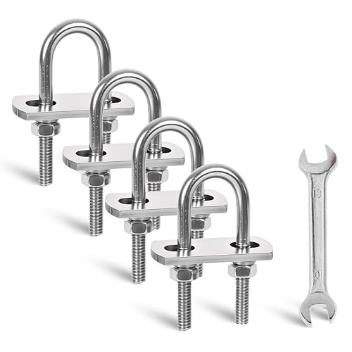 Image of 4 Sets M6 U-Bolts,u-Bolts 0.63 inch (16mm) Wide,U-Bolts with Nuts | 304 Stainless Steel u-Bolts,Bolt Plate and washers,U Bolt Heavy Duty,1 /4 inch U Bolt,Metric thread