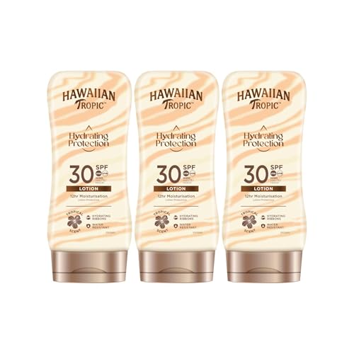 HAWAIIAN Tropic Silk Hydration - Loción Crema Solar Protectora com Índice Spf 30 com Cintas de Seda Hidratantes y Resistente al Agua, Blanco, Pack de 3 X 180 ml, 540 Mililitros