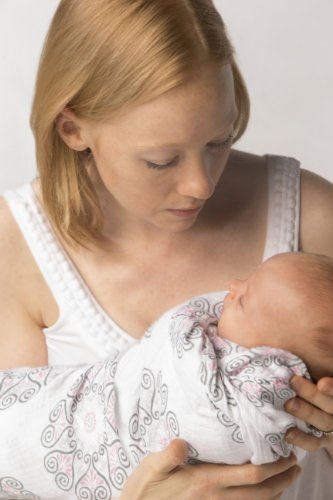Image of SwaddleDesigns Large Marquisette Receiving Swaddle Blanket for Baby Boys & Girls, Soft Premium Cotton Muslin, Boutique Quality, Best Shower Gift, Pink Medallions, Parent Picks Award Winner