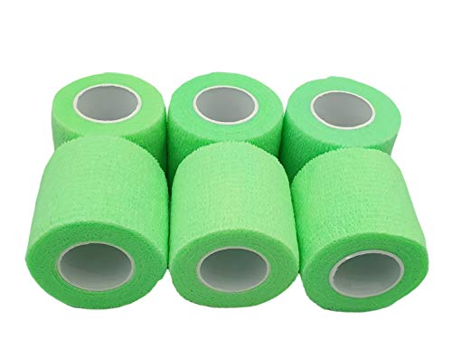 PintoMed - Venda Cohesiva - 6 x VERDE NEON - 6 rollos x 5 cm x 4,5 m estirado - Vendaje autoadhesiva elástica y flexible, Cinta adhesiva, Vet Wrap, Tape, Primeros auxílios y lesiones