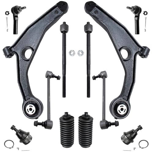 Detroit Axle - Front 12pc Suspension Kit for 09-15 Dodge Journey 2009 2010 2011 2012 2013 2014 2015, 2 Lower Control Arms 2 Lower Ball Joints 2 Sway Bars 4 Tie Rods 2 Boots Replacement