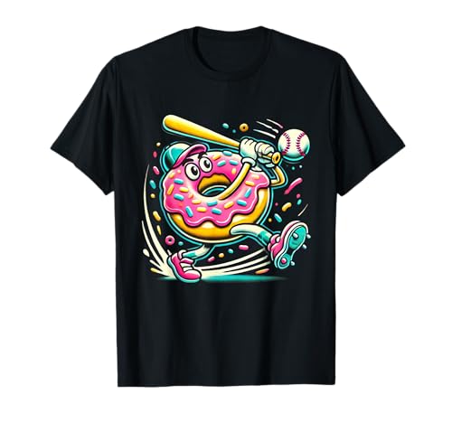 Funny Donut Playing Baseball Food Champ Sports Donut T-Shirt