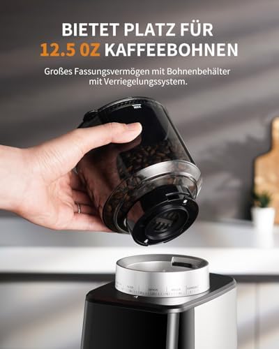 SHARDOR Kaffeemühle Elektrisch mit 51 Mahlgraden, LED-Touchpanel, Elektrische Kaffeemühle Siebträger mit Präzisions Elektronik Zeitschaltuhr, Programmierbare Tassen/Zeit Kegelmahlwerk, Für Espresso