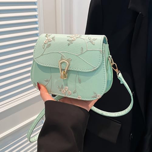 Women Crossbody Bag Fashion Shoulder Bag Lace Flower Square Bag Chinese Stylses Messengers Bag for Everyday Pearl cro3