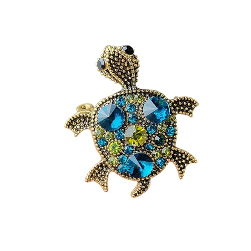 Image of Sea Turtle Rhinestone Brooch Pin for Women Girls Crystal Colorful CZ Ocean Animal Golden Plated Pins Clip Lapel Shirt Dress Jacket Badge Brooches Pins Cute Jewelry Gifts Birthday