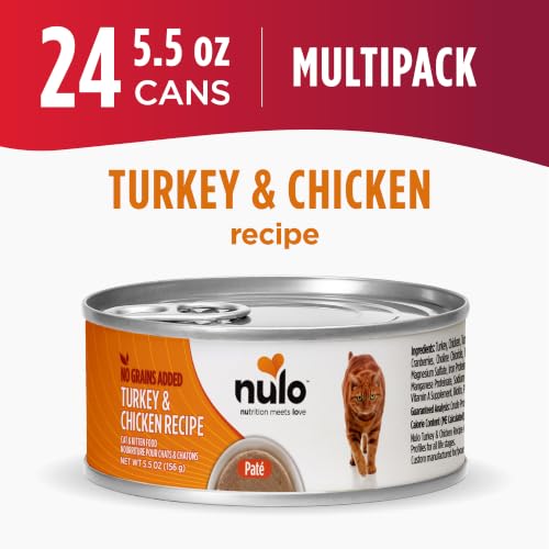 Image of Nulo Turkey & Chicken Recipe Pate Wet Canned Cat Food, 5.5 Ounce (Pack of 24)