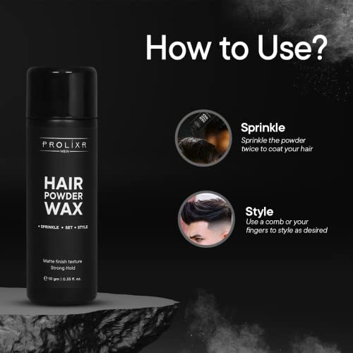 Prolixr Hair Volumizing Powder Wax 10gm | 24 Hrs Strong Hold, Matte Finish | Restylable | 100% Natural & Safe Hair Styling Powder | Hair Wax Powder For Men - Image 5