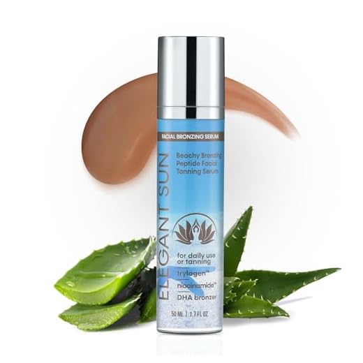 Elegant Sun Beachy Bronze - Peptide Facial Tanning Bed Lotion, Gradual DHA Bronzing Serum & Daily Face Moisturizer Collagen, Niacinamide, Exosomes, Sheer Tint, Sun-Kissed Glow, 1.7 fl oz