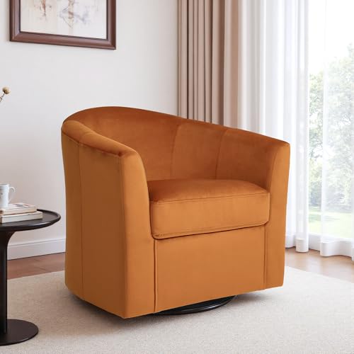 DREAMSIDEA Swivel Accent Chair, Upholstered Velvet Barrel Armchair, Modern Round