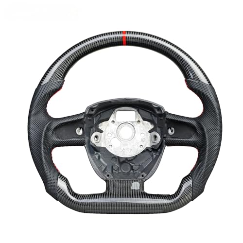 Carbon Fiber Steering Wheel for Audi D-shaped Flat-Bottom with Red Positioning Line Upgrade Replacement Steering Wheel Automobile Accessories for 2010 Audi A5
