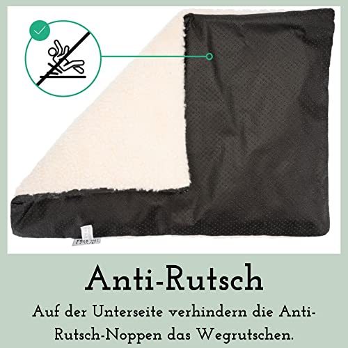Fellou Heizdecke Katze 90 x 64 cm - Selbstheizende Decke Katze - Waschbar, Knisterfrei & rutschfest - Wärmedecke Hund - Heizmatte Haustier - Kuschelig weiche Wärmematte ohne Strom in beige
