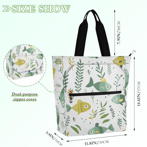 Bolsa de mano infantil y de adulto verde pez, ideal para llevar tu comida a la escuela o trabajo 4