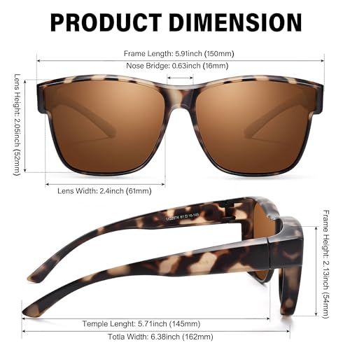 Image of URUMQI Polarized Sunglasses Fit Over Glasses for Men Women, Oversized Square Sun Glasses UV400 Protection