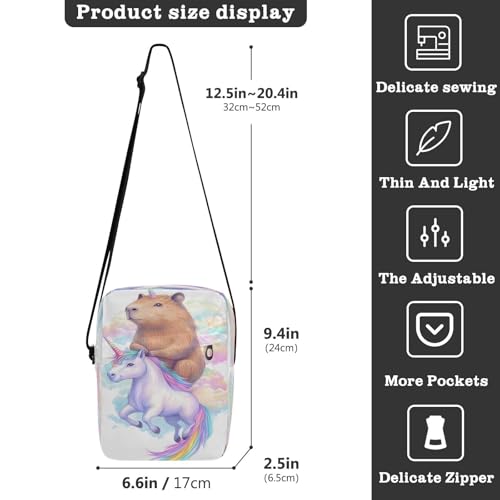 Crossbody Bag Cute Guinea Pigs Unicorn Messenger Bag for Women Men Purse Shoulder Bag Satchel Bag with Adjustable Strap 214B91833