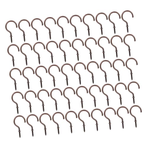 CONGARTENO 50 piezas Ganchos de Tornillo para Techo Gancho Resistente de Bronce para Colgar Plantas y Utensilios Uso Interior y Exterior Fácil Instalación