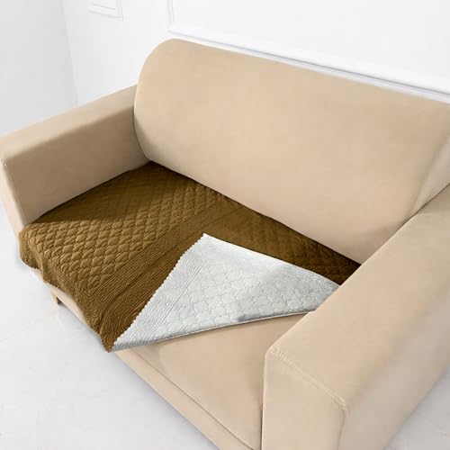 Image of Homerz Premium Petal Charm Sofa Cover | Embossed Floral Pattern | Soft Touch, Anti-Dust & Easy Wash Fabric Cloth, Washable and Durable (Mustard, 2 Seater, Only Seat Cover)