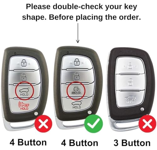 Image of TPU Car Key Cover Black & Golden Compatible for Hyundai Creta, Venue, I20 (2021),Alacazar, Elantra, Tuscon (Hyundai, 4 Button Push Smart Key New)