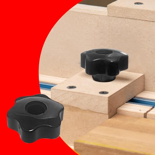 Image of 5 pcs 6-Star Clamping Knobs with 20 pcs M8 1-inch T Slot Bolts fits for T Track Accessories Feather Boards Woodworking jigs and fixtures