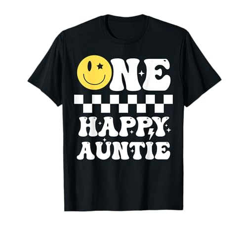 Groovy One Happy Dude Auntie - Juego de primer cumpleaños familiar Camiseta