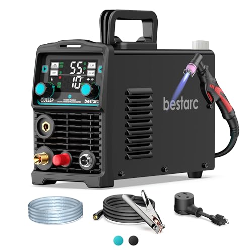 Image of Bestarc Plasma Cutter, [Pilot Arc][Large LED Display] 55A bestarc Plasma Cutter Machine 110 /220V Dual Voltage, 5 /8 Inch Clean Cut 3 /4 Inch Max Cut, Post Flow Mesh Cut, 2T /4T for Beginners DIY, Black