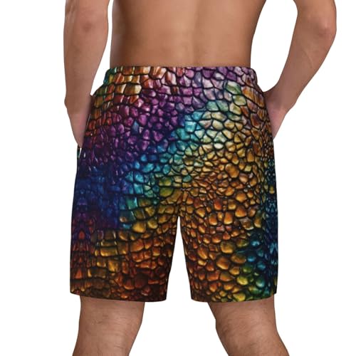 Classic Snake Skin Built-in Compression Lining Men's Double Swim Trunks Shorts Beach Shorts with Two Pockets4