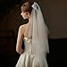 Cliory Bow Veil 2 Tier Short Bridal Veils Cathedral Wedding Veil Comb White Veils for Women Wedding