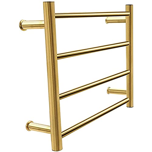 SCLHouiX Calentador de Toallas eléctrico para baño, toallero calefactable de Acero Inoxidable de 4 Barras, toallero de Pared, secador de Toallas rápido, termostato Incorporado, Dorado, cableado