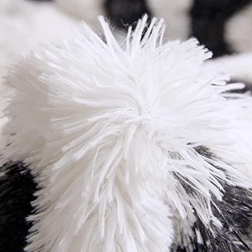 Liferevo 3 Pieces Luxury Shaggy Faux Fur Black White Cow Print Duvet Cover,Soft Fluffy Fuzzy Comforter Cover Set,Furry Plush Animal Milk Cow Design,1 Duvet Cover+2 Pillowcases,Zipper Closure,Queen #TOP5