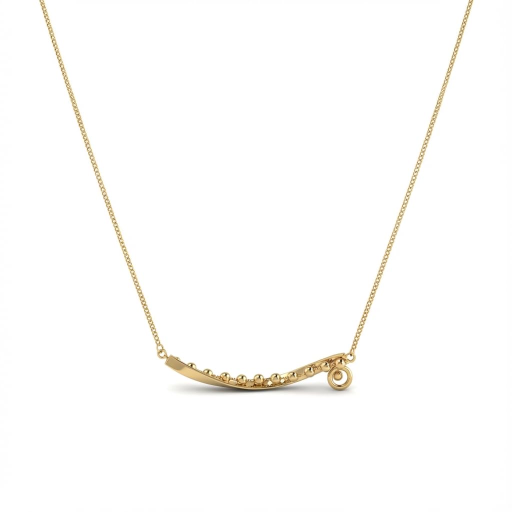 Collar de oro amarillo de 18 quilates, onda de mar con gotas de agua, cadena de cable 44,5 cm, 3,94 gr
