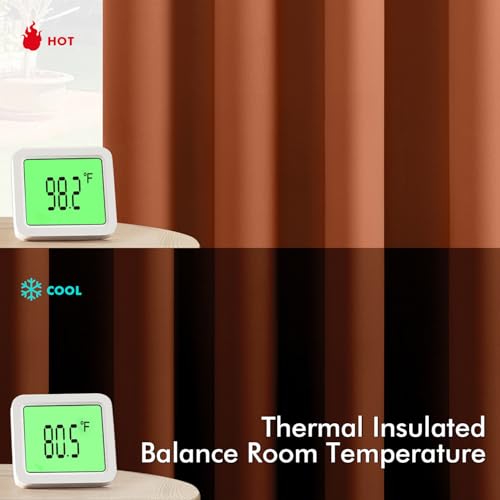 Image of MIULEE Blackout Curtains for Bedroom Living Room 2 Panels, Thermal Insulated Room Darkening Drapes Grommet Noise Reducing Light Blocking Window Treatments 54 Inches Long 40x54 Inch Rust
