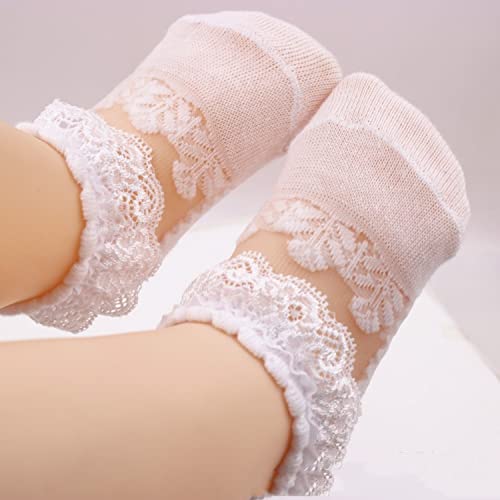 Toddler Girl Ruffle Socks Baby Double Lace Socks Turn Cuff Shimmering Big Ruffle Rainbow Socks for Infant Kids 5 Pairs3