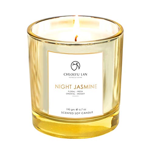 Chloefu LAN Scented Candle Jasmine Long Burning (40 hours) Soy Aromatherapy Candle