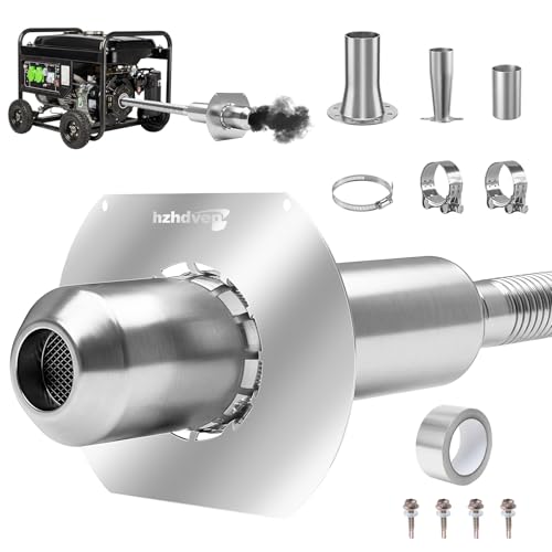 2026 Upgraded Generator Exhaust Extension Kit with 3 Universal Adapters - Stainless Steel Muffler, All-in-One compatible with MOST Portable Generators, Safely Vent Exhaust & Reduce Noise 55%