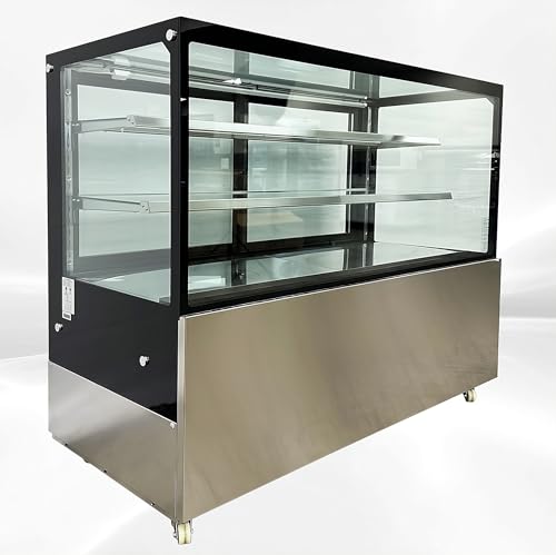 Elite Kitchen Supply Commercial Cake Display Case, 18.7 Cu.Ft, 3 LED Lights, Double Tempered Glass, Stainless Steel Base, 59x26.57x48.62 inches XC-1500Z
