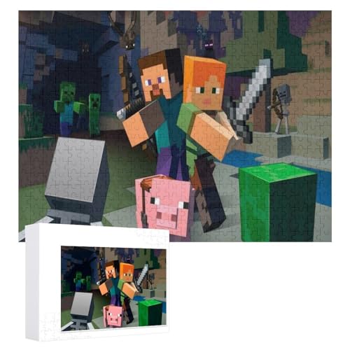 マインクラフト 木製ジグソーパズル 2000ピース アニメパズル インテリア用 コレクション 趣味時間 大人 子供向け 誕生日ギフト 壁飾り 初心者にも 70x100cm