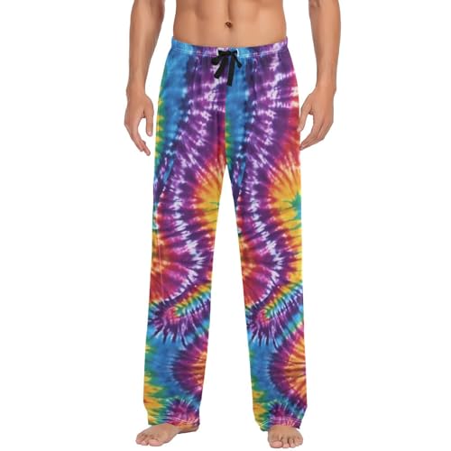 Mens Pajama Pants, Tie Dye Swirl Sleep Pjs Bottom for Men, Lounge Pant with Pockets